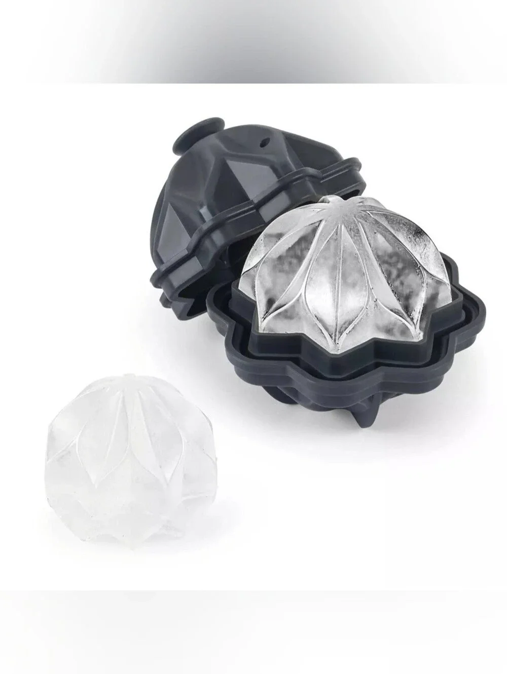 W&P Ripple Sphere Cocktail Ice Mold - Black Silicone